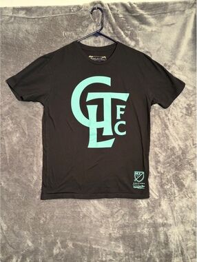 Mitchell & Ness Charlotte FC MLS T Shirt Mens Large Black Teal Soccer